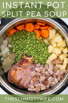 the instant pot split pea soup is ready to be eaten and put in an instant pot