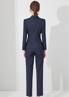 Fresh Perspective, Belted Blazer, Navy Blue Blazer, Blazer Set, Power Dressing, Breasted Blazer, Straight Leg Trousers, Cinched Waist, Single Breasted