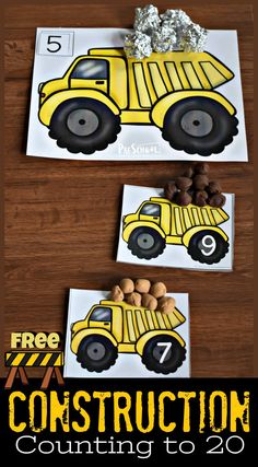 construction themed counting game for kids to practice counting