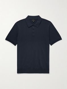 Club Monaco’s polo shirt is pointelle-knitted from a cotton-blend that feels lightweight and airy. It comes in a versatile navy shade and fastens with tonal buttons. Wardrobe Edit, Club Monaco, Casual Blazer, Short Suit, Loungewear Shorts, Knit Cotton, Lightweight Jacket, Boy Fashion, Monaco