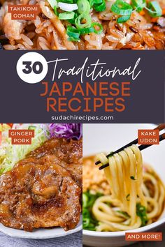 A collage of traditional Japanese recipes including takikomi gohan, ginger pork and udon noodle soup Traditional Japanese Recipes, Nyc Dinner, Food Ramen, Asian Dinner, Foodie Breakfast, Healthy Asian, Food Japanese, Japanese Dinner, Asian Dinner Recipes