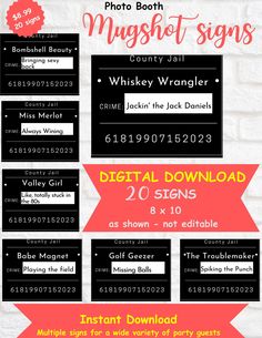 a poster with the names and numbers on it for an event or wedding reception in red,