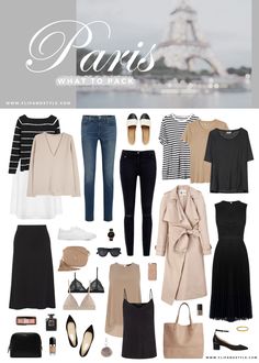 French Wardrobe, Travel Capsule, Travel Capsule Wardrobe, London Outfit, Paris Outfits, Fashion Capsule, Minimalist Wardrobe, Travel Wardrobe, The Eiffel Tower