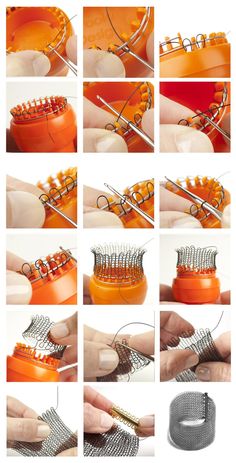 the instructions for how to use an orange hair brush with wire and beads on it