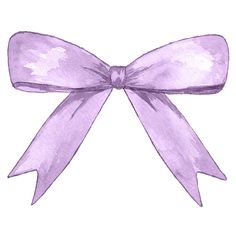 a watercolor drawing of a purple bow