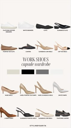 Minimalist Wardrobe Capsule, Work Shoes Women, Fashion Capsule Wardrobe, Shoes Outfit Fashion, Chique Outfits, Fashion Vocabulary, Elegante Casual, Classy Work Outfits, Girly Shoes