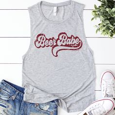 BEER BABE Graphic Tank Beer Ad, Grey Women, Heather Grey, Beer, Tank Tops