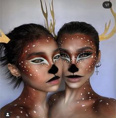 Bambi Makeup, Deer Makeup, Animal Makeup, Face Paint Makeup, Amazing Halloween Makeup, Halloween Makeup Inspiration, Creative Makeup Looks, Sfx Makeup, Halloween Makeup Looks