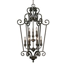 an iron chandelier with candles hanging from it's centerpiece, on a white background