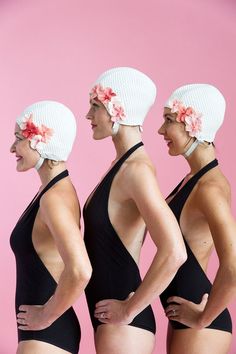 Retro Swimmer, Best Group Costumes, Movie Duos, Swimming Posters, Sea Swimming, Retro Swim, Bathing Cap, Swimming Cap, Synchronized Swimming