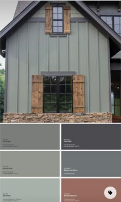 the exterior of a house with different shades of gray, brown and white paint colors