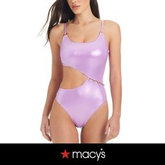 in stock Elegant Asymmetrical Swimwear For Parties, Elegant Asymmetrical Party Swimwear, Multicolor One-piece Bodysuit For The Beach, Purple Beachwear One-piece Swimsuit, Purple Sleeveless One-piece Beachwear, Pink One-piece Leotard For Beachwear, Purple One-piece Beachwear Bodysuit, Women Swimsuits, One Piece Swimsuit