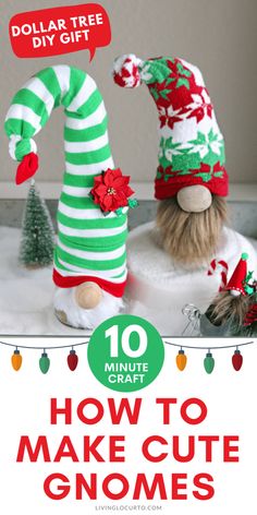 two stuffed animals wearing christmas hats on top of a white table with text overlay