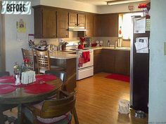 the kitchen is clean and ready to be used for dinner or other entertaining purposes in someone's home