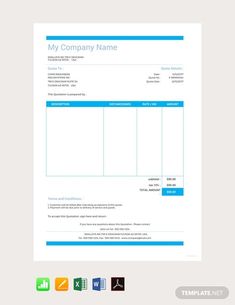 a simple invoice form with blue lines on the front and bottom, for business purposes