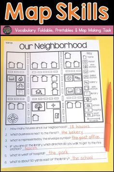 a map skills worksheet for kids to learn how to use the maps in their homes