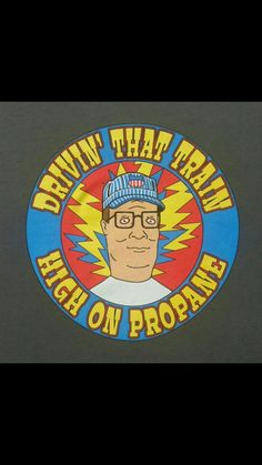 a sticker with the words down that main flash on propane written in blue and yellow