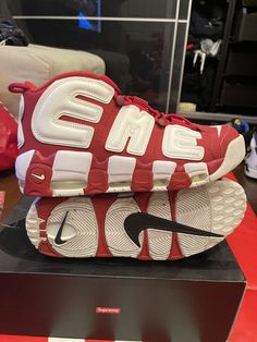 NIKE AIR MORE UPTEMPO USED SIZE 11 SUPREME SUPTEMPO WHITE VARSITY RED 902290 600. Condition is "Pre-owned". Shipped with UPS Ground. Nike Air More Uptempo, Nike Air More, Athletic Shoes Nike, Red Pictures, Ups, Nike Shoes, Athletic Shoes, Nike Air, Men's Shoes