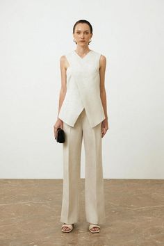 Lune Linen Pants | MEAN BLVD Elegant Wide Leg Summer Work Pants, Elegant Summer Wide Leg Work Pants, Elegant Wide Leg Pants For Summer Workwear, Elegant Tailored Wide Leg Pants For Summer, Elegant Wide-leg Pantsuit For Office, Elegant Summer Pantsuit For Workwear, Elegant Summer Pantsuit With Trousers, Elegant Wide Leg Ankle-length Pants For Formal Occasions, Elegant Wide Leg Ankle-length Pants For Formal Events