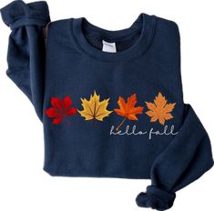 Blue Sweatshirt For Fall, Hot Cider, Sweatshirt Women, Maple Leaves, Hello Fall, Fall Sweatshirt, Hello Autumn, Fall Shirts, Sweater Weather