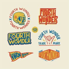 four different stickers that say fourth wonder, fourth wonder, fourth wonder and fourth wonder