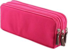 Pink Pencil Case For Storage, Rectangular School Pencil Case With Zipper, Back To School Pouch With Zipper Closure, Pink Zipper Closure Storage Case, Pink Storage Case With Zipper Closure, Pencil Shaped Pouch With Zipper For School, Back To School Rectangular Pencil Case With Zipper, Pink Cases With Pen Slots For Everyday Use, Functional Pink Rectangular Pencil Case