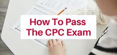 a person sitting at a desk holding a sign that says how to pass the cpu exam