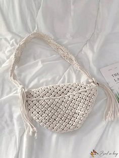 BirdinBag - Chic Crochet Bag with Stylish Tassel Accent Chic Crochet, Bag With Tassel, Stylish Crochet, Word Wrap, Bag Bag, Color Khaki, Crochet Bag, Bags Shoulder, Straw Bag