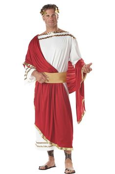 Caesar Adult Costume Friends, Romans, countrymen… all hail Caesar! The ultimate costume for your next Toga or roman inspired party. Item Includes: Robe Shoulder Drape Belt Headpiece Please Note: Our products come with the items listed in the above product description. For accessories shown in the photo, please check our store for availability, as we stock a massive range of accessories to complete your look. Julius Caesar Costume, Golden Belt, Costume Themes, Costume Collection, Pirate Costume