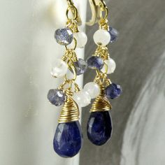 handmade fine wedding jewelry bridesmaid swarovski by fineheart Sapphire Dangle Jewelry, Sapphire Teardrop Birthstone Earrings, Anniversary Briolette Teardrop Gemstone Earrings, Teardrop Blue Moonstone Jewelry, Wedding Tanzanite Gemstone Earrings, Blue Teardrop Moonstone Jewelry, Elegant Sapphire Crystal Dangle Earrings, Blue Tanzanite Teardrop Jewelry, Blue Moonstone Drop Earrings