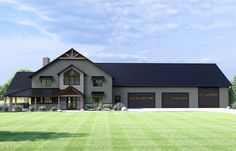 this is an artist's rendering of a house with two garages on the front