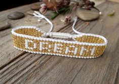 Dream bracelet custom Motivational inscription personalized | Etsy Dream Bracelet, Word Bracelet, Native Beadwork, Bead Loom Bracelets, Loom Bracelets, Mala Beads, Custom Bracelets, Loom Beading, Make And Sell