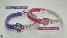 two bracelets that are made out of different colored thread and one has an intertwined knot