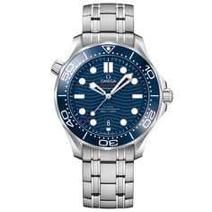 Built for land or sea, this Men's OMEGA Seamaster Diver 300 watch will meet all your needs and exceed your expectations. Designed with a 42mm stainless steel case, the watch features a blue dial, an uni-directional rotating bezel complete with tachymeter scale and a helium-escape valve for use during diving. The timepiece also features luminescent markers and hands, date window at 6 o'clock, screw-down crown, scratch resistant sapphire crystal with anti-reflective treatment, and is water resista Omega Seamaster 300 Spectre, Omega Seamaster Professional, Omega Seamaster Diver 300m, Omega Seamaster 300, Seamaster 300, Mechanical Watch Men, Omega Seamaster Diver, Omega Speedmaster, Luxury Watches For Men