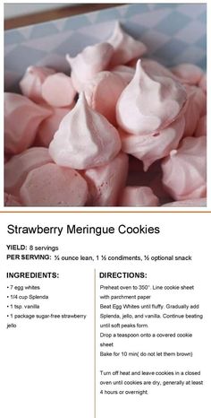 the recipe for strawberry meringue cookies is shown