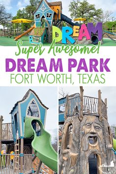 there is a collage of photos with the words dream park