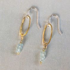 New Earrings Natural Aquamarine Gemstone Sterling Silver French Wires 18k Gold Plated Link 1.8” L Handcrafted Mood Ring Colors, Purple Heart Earrings, Handmade Turquoise Earrings, Briolette Earrings, Earrings Handmade Boho, Silver Gold Earrings, Ear Art, Handmade Boho Jewelry, Turquoise Stud Earrings