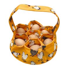 an egg carrier filled with eggs on a white background