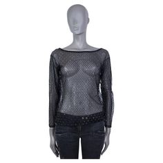 100% authentic Saint Laurent embellished sheer top in black polyester-blend (probably as content tag is missing). Unlined. Has been worn and is in excellent condition. Measurements Tag Size Missing Size Size S Shoulder Width 46cm (17.9in) Bust 82cm (32in) to 88cm (34.3in) Waist 80cm (31.2in) to 84cm (32.8in) Hips 82cm (32in) to 92cm (35.9in) Length 56cm (21.8in) Side Seam Length 36cm (14in) Sleeve Length 51cm (19.9in) All our listings include only the listed item unless otherwise specified in th A Lot Of Clothes, Sheer Shirt, Sheer Top, Blouse Black, Black Mesh, Black Shirt, Chic Style, Open Shoulder Tops, Saint Laurent