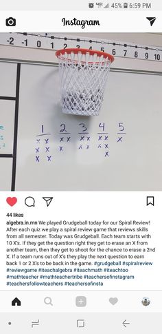 the instagram page shows an image of a basketball net with numbers and arrows on it