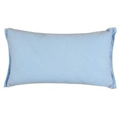 a light blue pillow on a white background