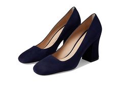 Stuart Weitzman Curveblock 85 Pump - Women's Shoes : Nice Blue : From office days to weekends, the Stuart Weitzman Curveblock 85 Pumps ensure to keep your style as well as comfort on point. Sleek leather upper. Comfort leather lining and insole. Slip-on style for easy on and off. Square toe. Flared, curvaceous block heel. Leather outsole. Made in Spain. Measurements: Heel Height: 3 1 4 in Weight: 11 oz Product measurements were taken using size 9, width B. Please note that measurements may vary Classic Suede Court Shoes For Formal Occasions, Modern Heels With Contrasting Heel Counter For Work, Suede Heels With Heel Tab For Work, Classic Suede Court Shoes For Office, Sleek Heels With Leather Sole For Work, Classic Court Shoes For Workwear, Sleek Workwear Heels With Leather Sole, Modern Medium Width Heels For Work, Classic Suede Court Shoes For Work