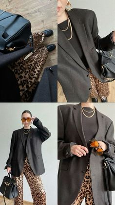 Leopard Skirt Work Outfit, How To Wear Leopard Print Pants, Autumn Aesthetic Outfit 2024, Semiformal Outfit Women, Leopard Scarf Outfit, Leopard Jacket Outfit, Leopard Print Coat Outfit