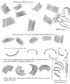 the instructions for how to draw an abstract line art project with pencils and ink