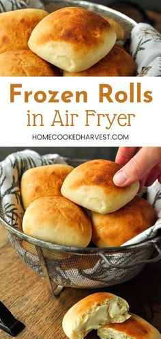 frozen rolls in air fryer with text overlay