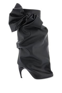 Armadillo Bow-Detailed High Stiletto Heel Boots from Alexander Mc Queen | Alexander Mc Queen Women's Armadillo Bow-detailed High Stiletto Heel Boots in Black | SS24 Bow Women, Faux Leather Boots, Boot Pumps, Footwear Design Women, Clothes Collection, Leather Interior, Valentino Garavani, Shoe Collection, Bottega Veneta