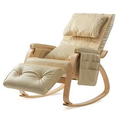 a reclining chair with a pillow on it's back and armrests