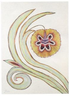 a drawing of a flower with swirls on it