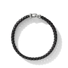 David Yurman Woven Box Chain Bracelet in Black Matte Black Elegant Jewelry For Formal Occasions, Elegant Matte Black Jewelry For Formal Occasions, Elegant Adjustable Matte Black Jewelry, Elegant Matte Black Adjustable Jewelry, Matte Black Modern Jewelry For Formal Occasions, Modern Matte Black Jewelry For Formal Occasions, Black Jewelry With Stainless Steel Clasp, Timeless Adjustable Black Jewelry, Modern Black Jewelry With Sterling Silver Clasp