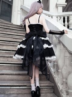 ❤Chic Cake Ruffled Camisole Lolita Dress❤︎ Black And White Jumper, Corset Dress Black, Indigo Park, Embroidery Corset, Chic Cake, Goth Things, Gothic Princess, Dark Princess, Punk Dress